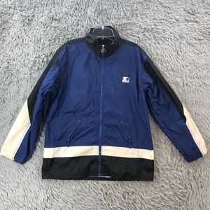 Starter Jacket Boys Large Oversized Fit Womens Large Full Zip Logo Rain Vintage